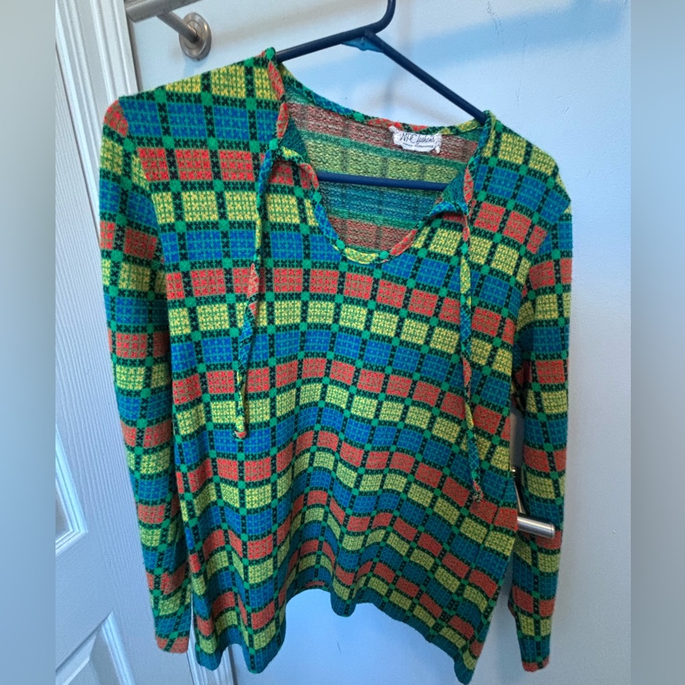 Colorful Checkered Knit Top